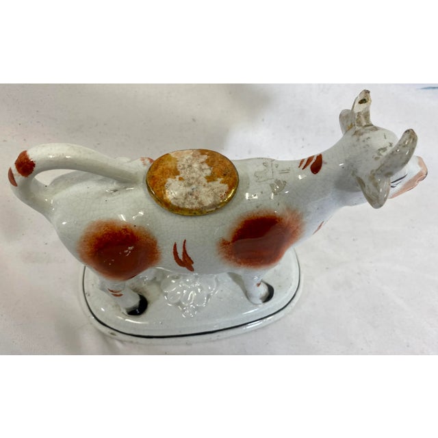 Ceramic Antique Staffordshire Cow Milk Pitcher / Creamer From England - Circa 19th Century For Sale - Image 7 of 12