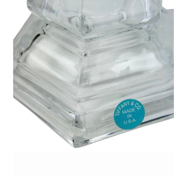 Transparent Tiffany & Co. Crystal Candlestick Acid Etched Mark - A Pair For Sale - Image 8 of 9