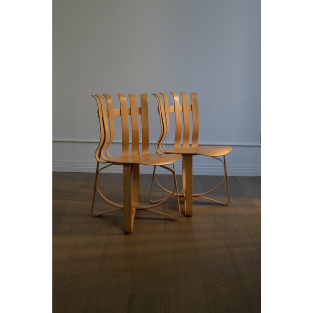 Mid-Century Modern Pair of Frank Gehry "Hat Trick" Dining Chairs for Knoll, Bentwood Maple, Signed & Dated 1990 For Sale - Image 3 of 9