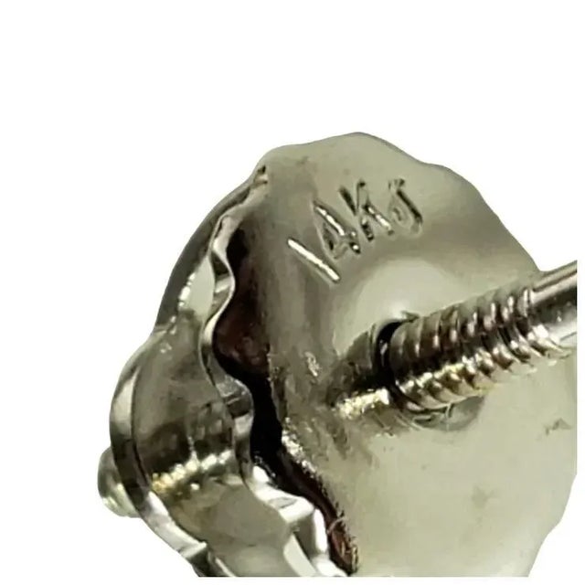 Metal 14 Karat White Gold Diamond Stud Earrings - 2 Pieces For Sale - Image 7 of 9