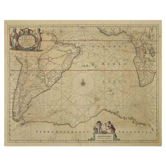 Johannes Janssonius, Antique Map of Mar di Athiopia, Etching, 1650s For Sale
