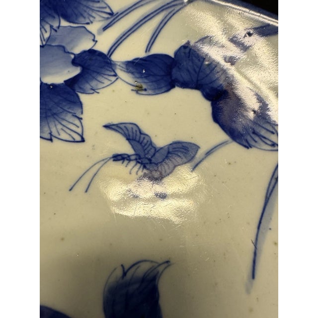 Early 19th Century Rare 19c Antique Japanese Blue White Arita Charger Dish Plate Big Platter 18.5” For Sale - Image 5 of 11