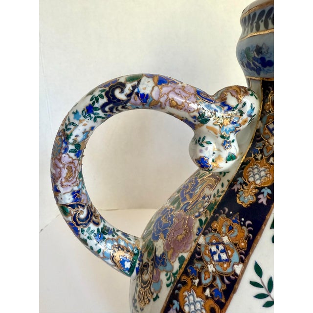 Mid-Century Japanese Satsuma-Style Hand-Painted Figural Teapot With Phoenix Spout For Sale - Image 11 of 12