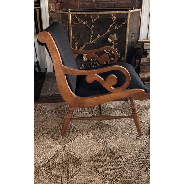 Mid Century American Biedermeier Style Scrolled Armchair For Sale - Image 4 of 9