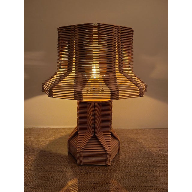 Mid-Century Handcrafted Sculptural Wood Table Lamp For Sale - Image 4 of 11