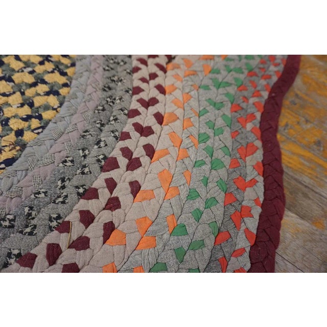 Beautifuly Soft Multi Color Ground With Colorful Circles Oval Antique American Braided Rug For Sale - Image 14 of 15