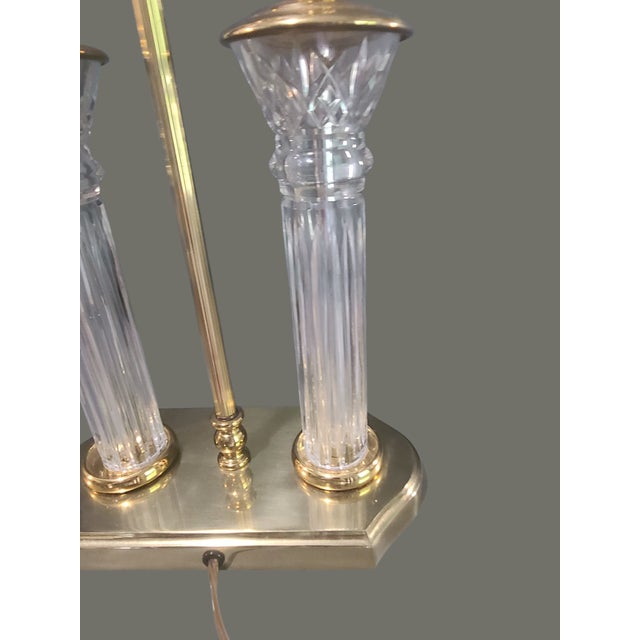 Late 20th Century Crystal & Brass Double Column Waterford Table Lamp With Original Shade For Sale - Image 9 of 14