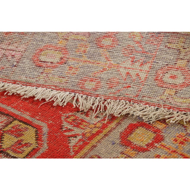 Red Vintage Samarkand Rug in Red With Geometric Medallions - Rug & Kilim For Sale - Image 8 of 8