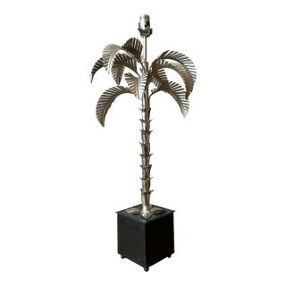 Vintage Regency Punch Cut Palm Tree Lamp For Sale