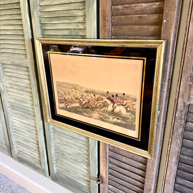 Vintage Hand-Tinted Fox Hunt Print "Full Cry" Framed For Sale - Image 11 of 11