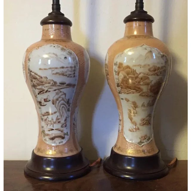 Antique Late 18th / Early 19th Century Chinese Export Porcelain Table Lamps - A Pair For Sale - Image 9 of 11