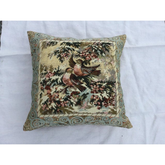 2000s European Handwoven Pillow Cover With Love Birds For Sale In New York - Image 6 of 6