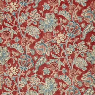 Sanderson Shalimar Fabric in Ruby/Teal For Sale