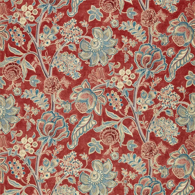 Sanderson Shalimar Fabric in Ruby/Teal For Sale