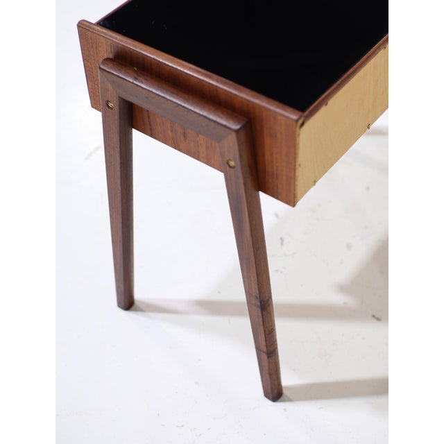 Vintage Danish Bedside Tables in Teak and Black Glass by Arne Vodder for Ølholm Møbelfabrik, 1960s, Set of 2 For Sale - Image 11 of 13