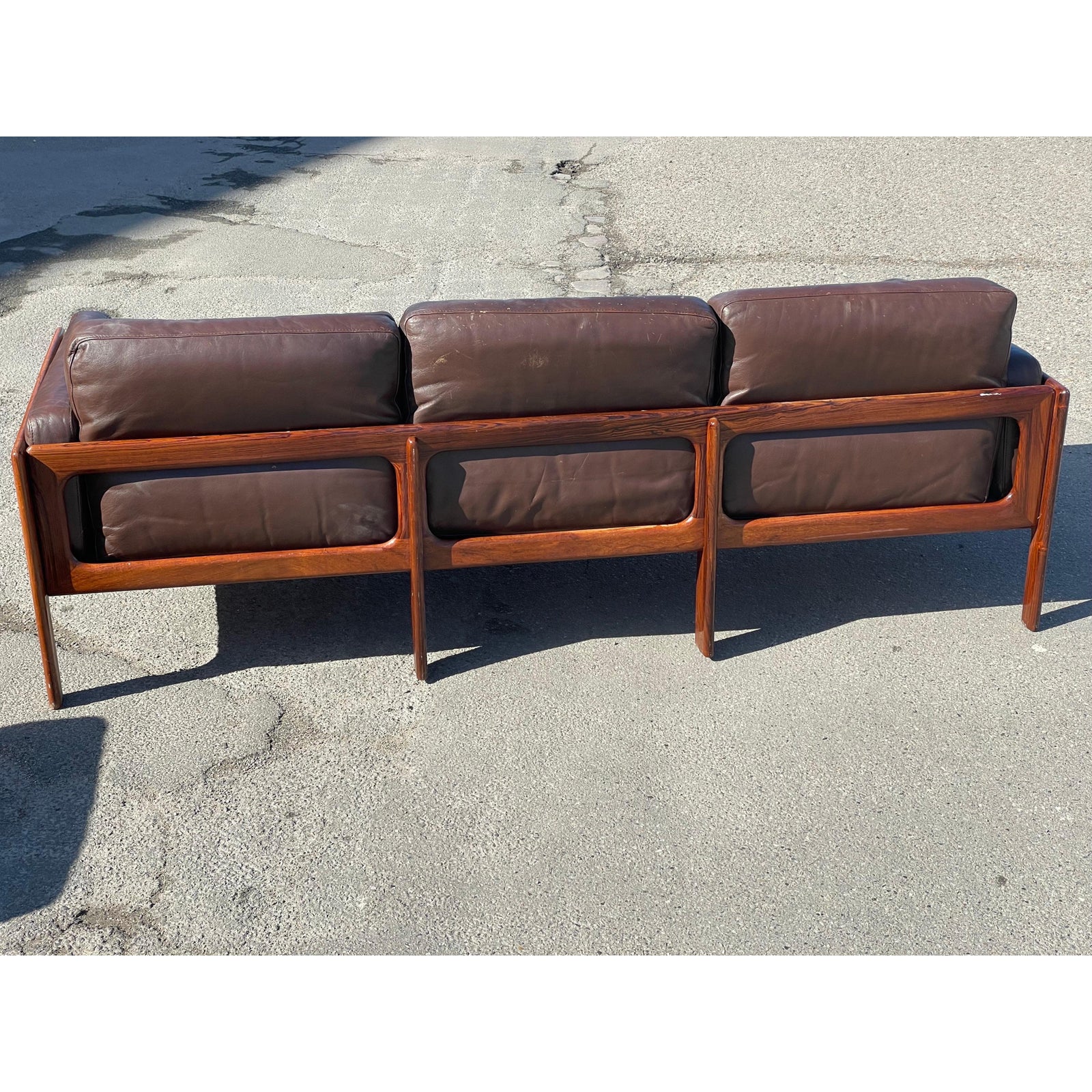 Mid-Century Modern Danish Living Room Set in Rosewood and Leather by Arne Wahl Iversen, 1970s, Set of 3