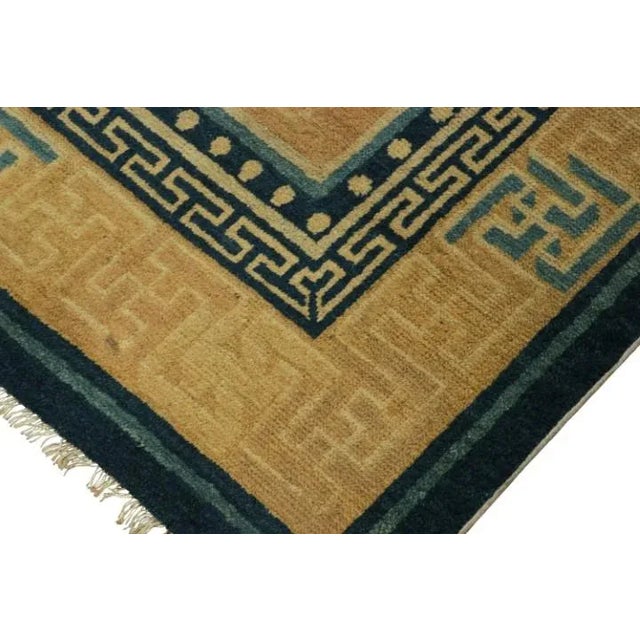 Mid-19th-Century Antique Ningxia Rug, Gold With Geometric Patterns - Rug & Kilim For Sale In New York - Image 6 of 7