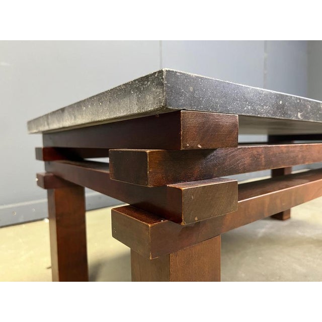 Vintage Belgian Stone and Wooden Coffee Table, 1970s For Sale - Image 6 of 11