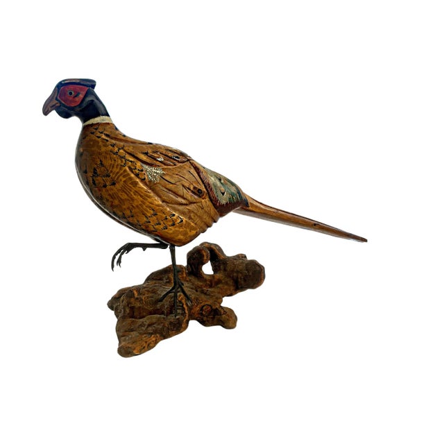 1990s Hand Carved Ring Necked Pheasant For Sale - Image 11 of 11