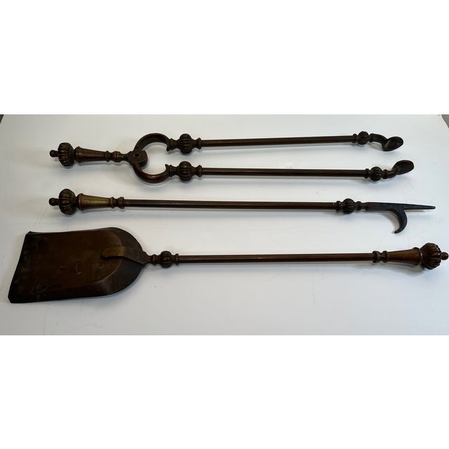 Rare 19th Century Cast Bronze Fireplace Tools Set of 3 Pieces For Sale - Image 15 of 17