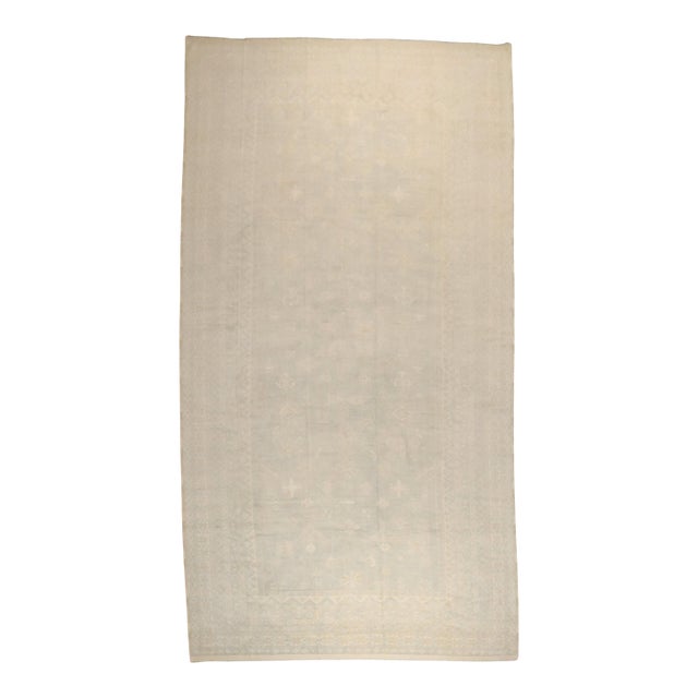 Vintage Zabihi Collection Large Pale Green Moroccan Rug - 8'3" x 16' For Sale