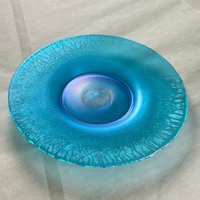 1920s Fenton Celeste Blue Stretch Glass Plates, Set of 12 For Sale - Image 12 of 18