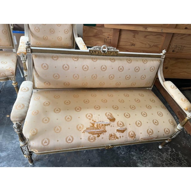 19th Century French Louis XV Style Gold Giltwood 3-Piece Parlor Salon Suite For Sale - Image 15 of 17