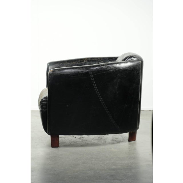 Vintage Black Cowhide Aviator Lounge Chair For Sale - Image 5 of 13