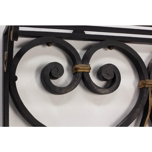 French Wall Coat Hat Rack Stand in Wrought Iron with Mirror, 1950s For Sale - Image 6 of 9