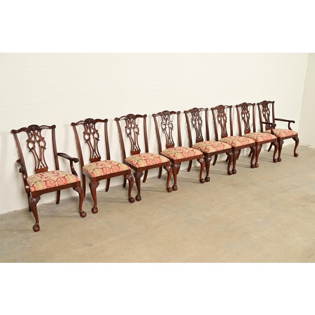 Ethan Allen Chippendale Carved Mahogany Dining Chairs, Set of Eight For Sale - Image 15 of 15