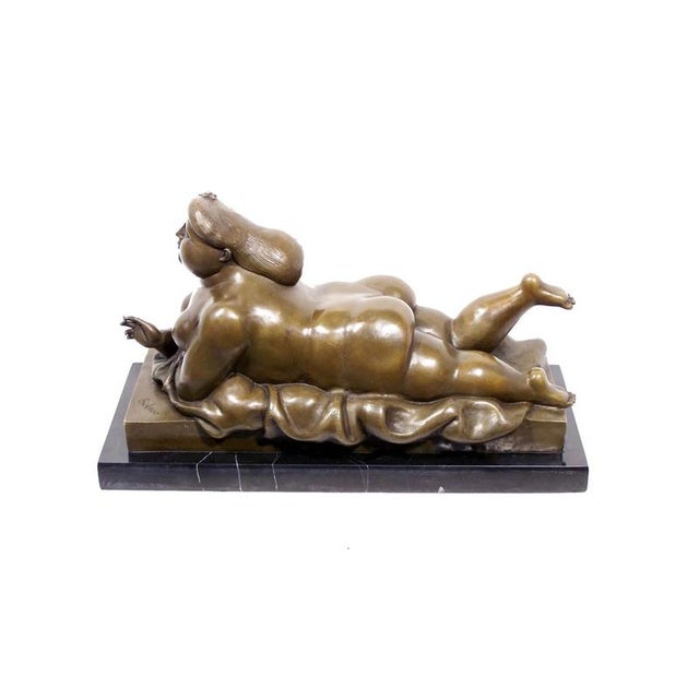 Nude Woman Smoking a Cigarette Sculpture, Bronze For Sale - Image 3 of 9