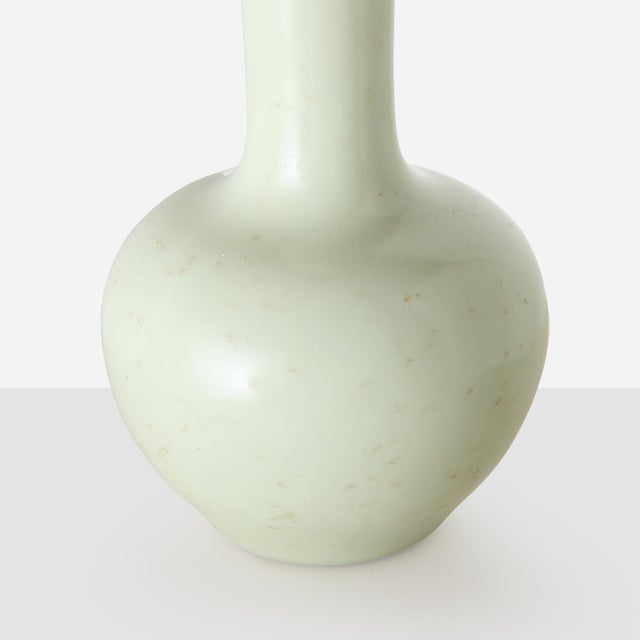 Ceramic Mid 20th Century Celadon Glaze Long Necked Bottle Vase For Sale - Image 7 of 7