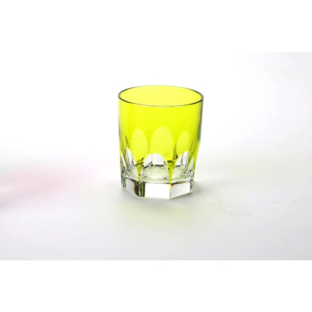 1940s Vintage Cut-to-Clear Crystal Tumblers – Jewel-Tone Mid Century Barware - Set of 5 For Sale - Image 5 of 10