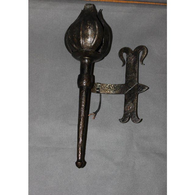1950s Medieval Wrought Iron Wall Sconces by Reboulet, 1950s, Set of 2 For Sale - Image 5 of 13