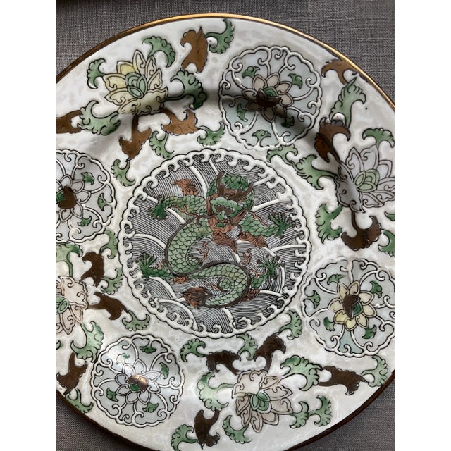 Incredibly rare Decorative Chinese Porcelain plate with Famille Vert longevity enamel with a center dragon and floral...