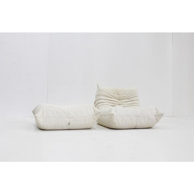 Set of Vintage Togo Chair with Ottoman by Michel Ducaroy for Ligne Roset, 1980s For Sale - Image 10 of 14