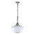 1940s Opaline Glass Schoolhouse Brushed Steel Pendant Light For Sale