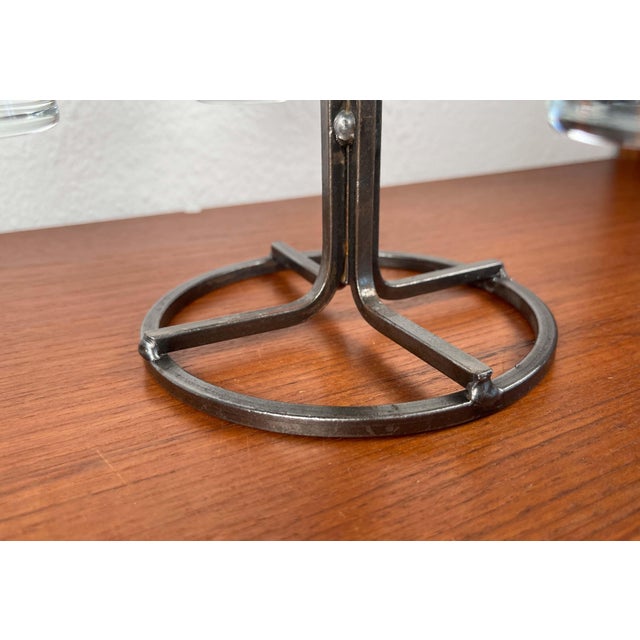 Vintage Danish Candleholder in Wrought Iron and Glass, 1970s For Sale - Image 4 of 13