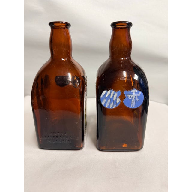 Vintage Pair of Amber Glass Anton Riemerschmid Liquor Bottles German For Sale In Jacksonville, FL - Image 6 of 6