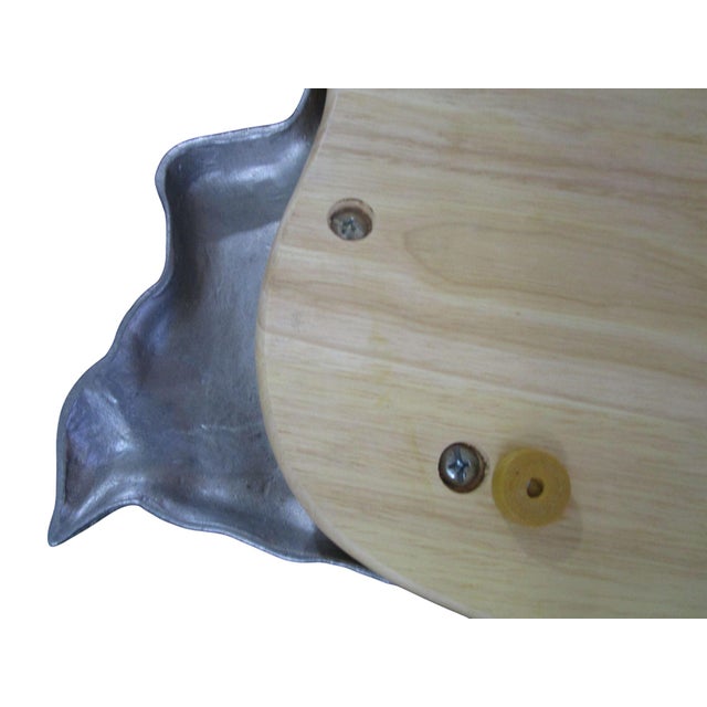 1990s 1990s Cabin Bull Shaped Beechwood and Cast Aluminum Serving Cutting Trencher Board Winsome Wood For Sale - Image 5 of 8