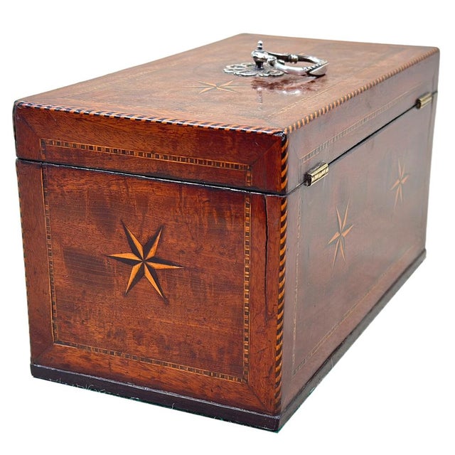 Wood Georgian Mahogany Star Inlaid Tea Caddy, 1790 For Sale - Image 7 of 13