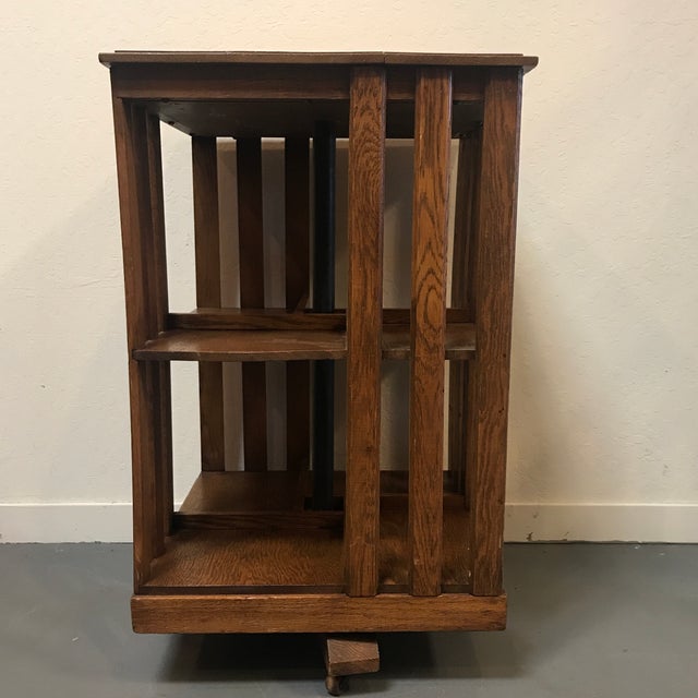 1940s Vintage Mission Style Oak Revolving Bookcase Chairish