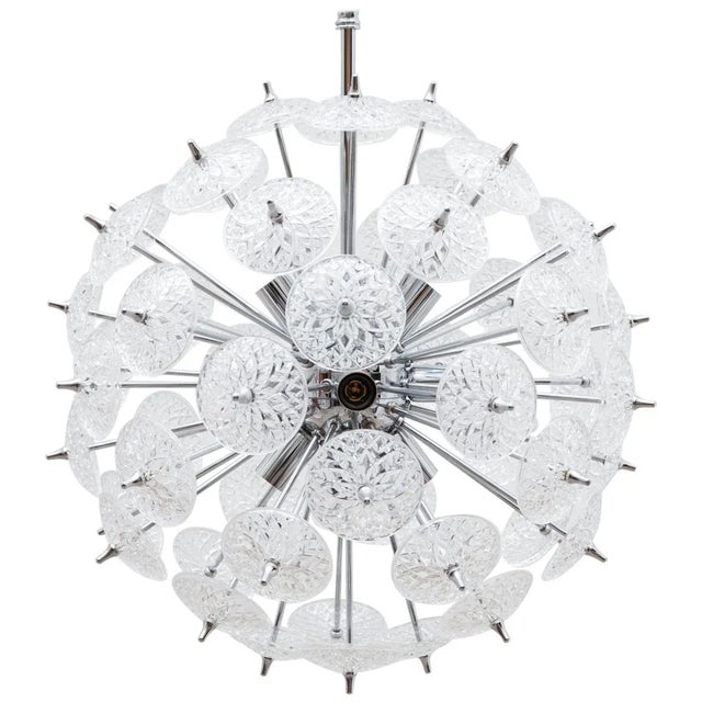 Belgian Floral Starburst Sputnik Chandelier from Val Saint Lambert, 1969 For Sale - Image 6 of 6