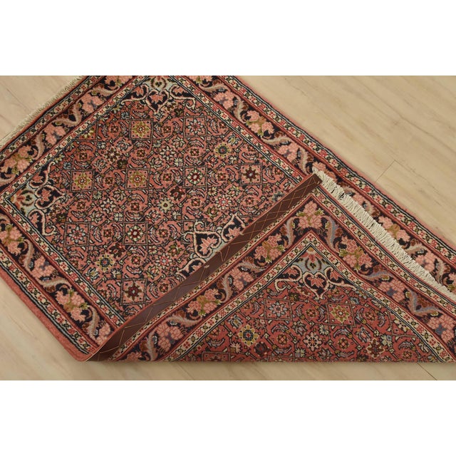 Bidjar Rug 2’7” X 4’3” Pink Wool Vintage Traditional Hand-Knotted Carpet For Sale - Image 9 of 10