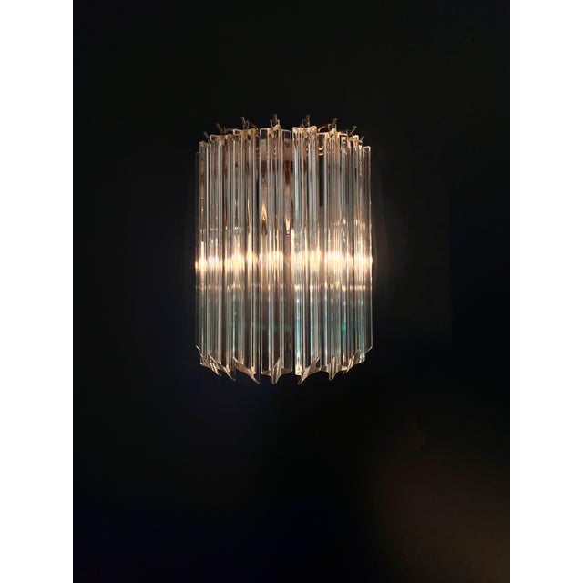 Vintage Clear Murano Glass Quadriedri Wall Sconces, 1990, Set of 2 For Sale - Image 9 of 14