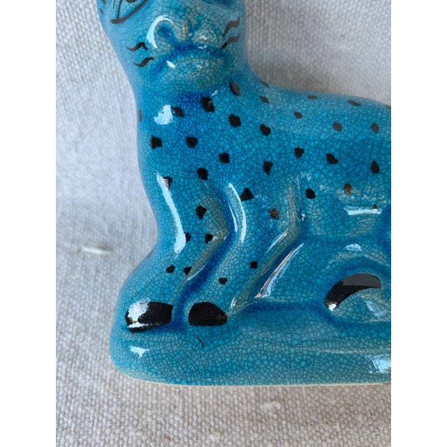 Vintage Blue and Black Spotted Ceramic Cat For Sale In New Orleans - Image 6 of 9