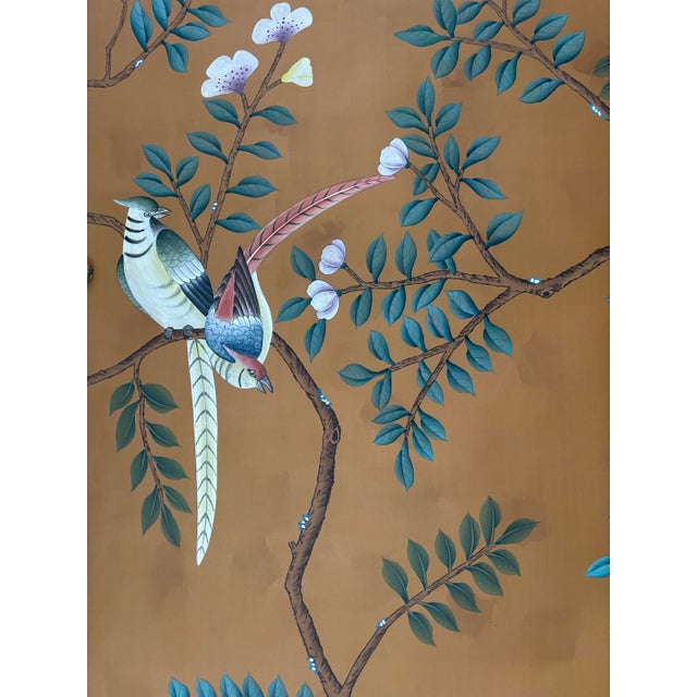 Hand-Painted Chinoiserie Wallpaper Mural, Chinese Cranes & Birds Floral ...