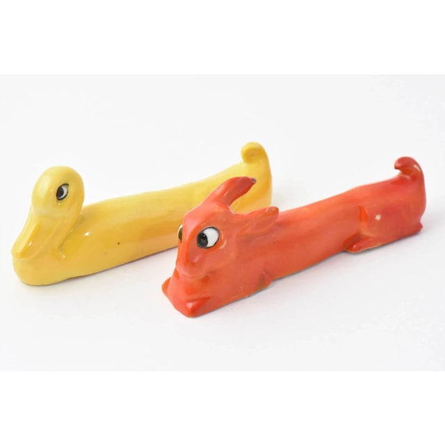 Early 20th Century 20th Century Art Deco Duck and Bunny Rabbit Knife Rests - Set of 7 For Sale - Image 5 of 11