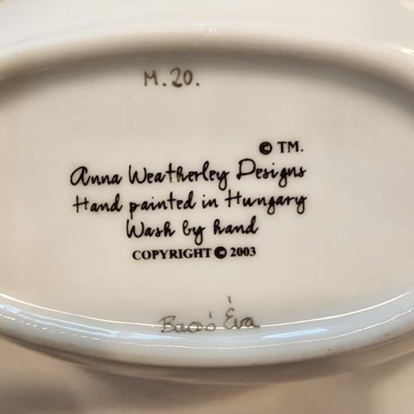 Ceramic 2003 Anna Weatherley Hand-Painted "Exotic Butterfly" Pierced Dish – Signed Bacsó Éva For Sale - Image 7 of 14