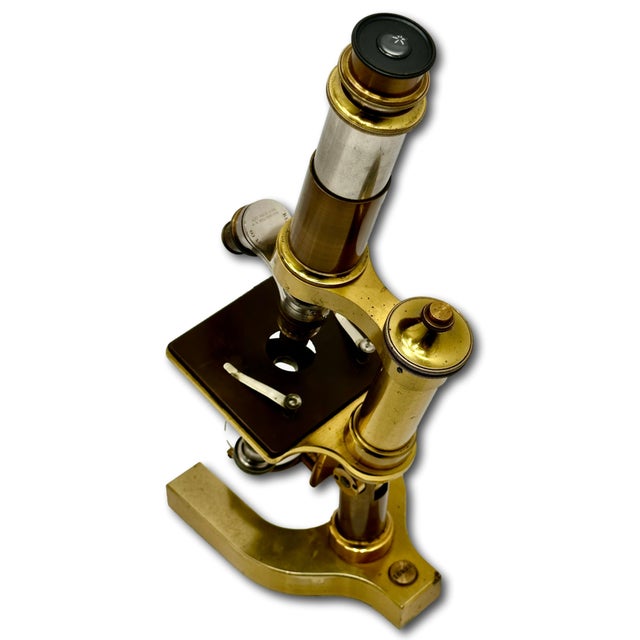 Fine Quality Authentic Antique Solid Brass Doctors Microscope by Bausch & Lomb Optical Co. New York Circa 1894 For Sale - Image 15 of 18